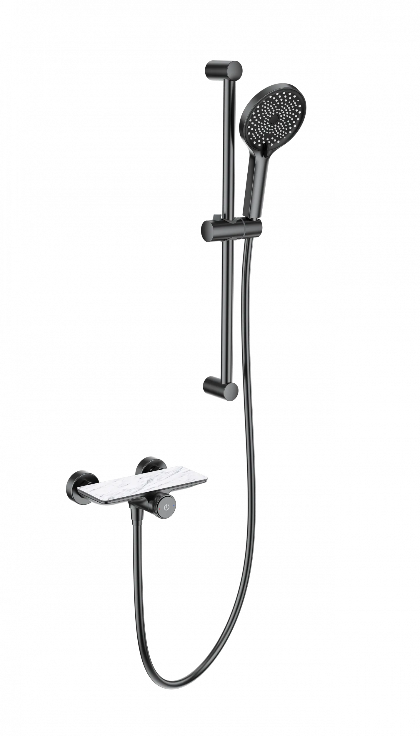 Смеситель для душа с гарнитуром WONZON & WOGHAND ClickPlate, Темный графит (WW-B2052-A-BGG)