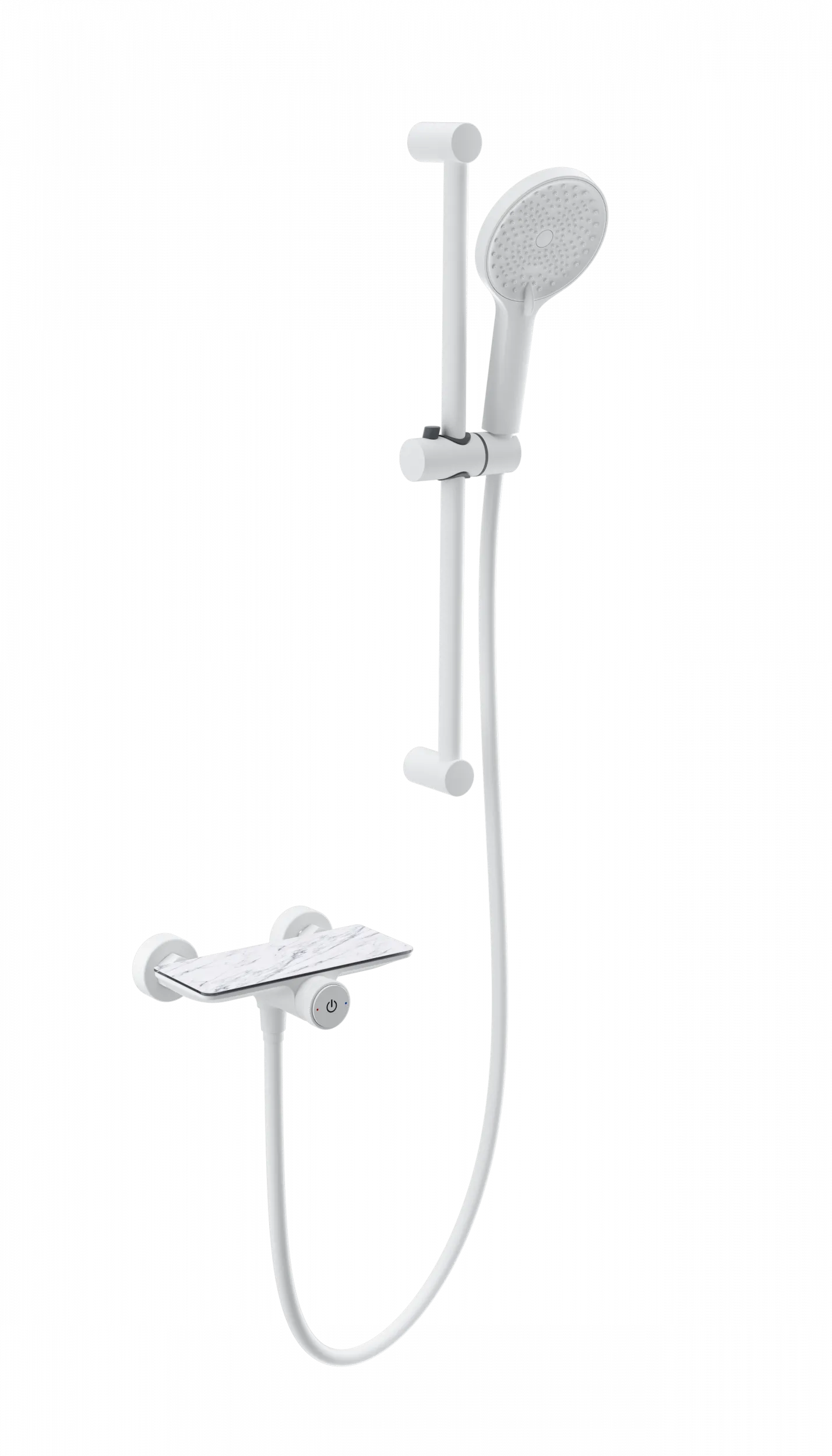 Смеситель для душа с гарнитуром WONZON & WOGHAND ClickPlate, Белый матовый (WW-B2052-A-MW)